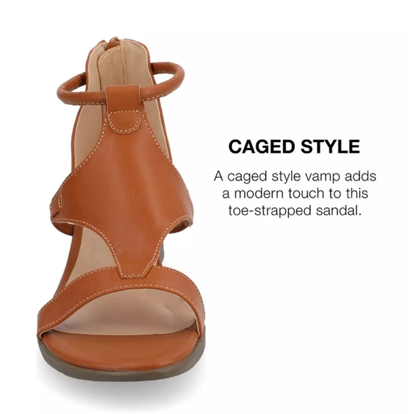 Journee Collection Trayle Sandal Wedge Brown 6.5 WIDE - Picture 7 of 11